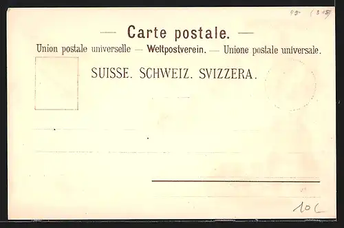 Lithographie Lugano, Gasthof, Gebirgssee, Schloss an einer Klippe