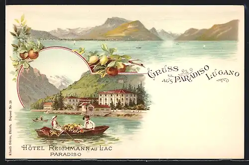 Lithographie Lugano-Paradiso, Hotel Reichmann au Lac