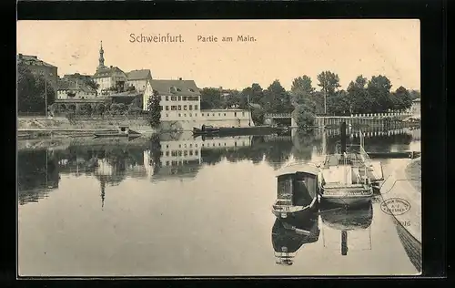 AK Schweinfurt, Partie am Main mit Dampfer