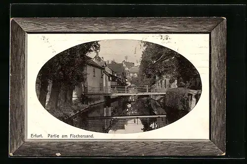 AK Erfurt, Partie am Fischersand mit Brücke