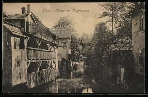 AK Erfurt, Blick auf Häuser am Fischersand