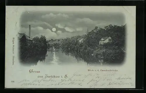 AK Zwickau, Blick v. d. Paradiesbrücke