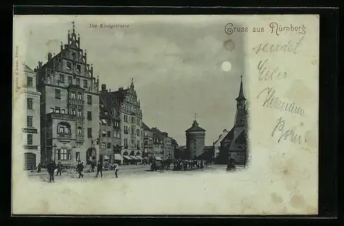 Mondschein-AK Nürnberg, In der Königstrasse