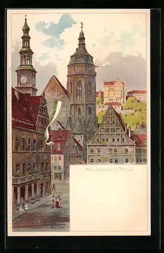 Künstler-AK Meissner & Buch (M&B) Nr.2: Pirna, Partie am Marktplatz
