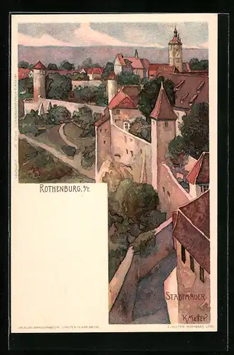 Künstler-AK K. Mutter: Rothenburg o. T., Stadtmauer