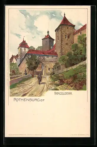 Künstler-AK Karl Mutter: Rothenburg o. T., Strassenpartie am Kobolzellerthor