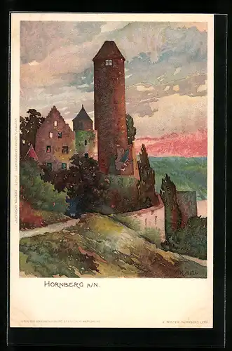 Künstler-AK Karl Mutter: Hornberg a. N., Ortspartie mit Turm
