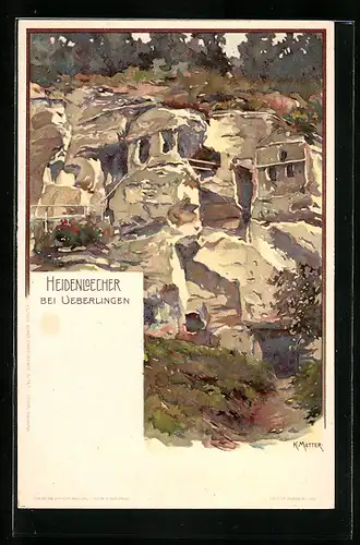 Künstler-AK Karl Mutter: Ueberlingen, Die Heidenloecher