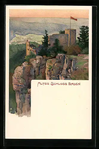 Künstler-AK Karl Mutter: Baden-Baden, Ruine altes Schloss