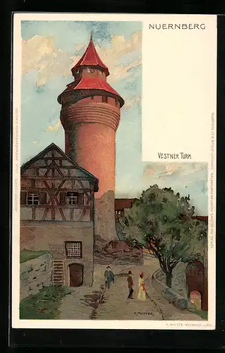 Künstler-AK Nürnberg, Vestner Turm