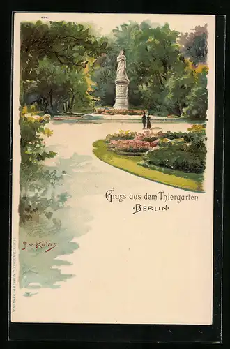 Künstler-AK Berlin, Statue im Thiergarten