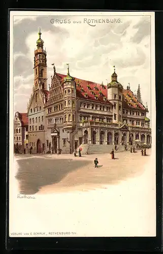 Künstler-AK Rothenburg, Der Rathaus
