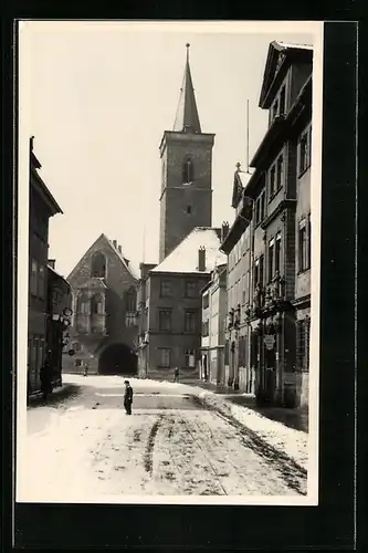 AK Erfurt, Wenigemarkt im Schnee