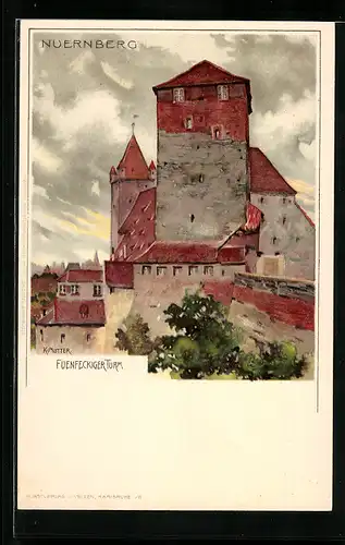 Künstler-AK Karl Mutter: Nürnberg, Fuenfeckiger Turm