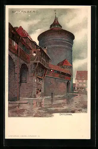 Künstler-AK Karl Mutter: Nürnberg, Spittlertor