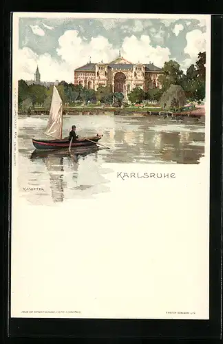 Künstler-AK K. Mutter: Karlsruhe, Bootspartie