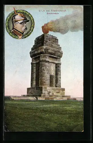 AK Friedrichsruh, Bismarcksäule und Portrait