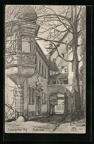 Künstler-AK Heilbronn, Am Kaiserheimer Hof im Winter