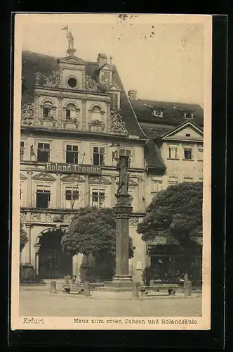 AK Erfurt, Haus zum roten Ochsen und Rolandsäule