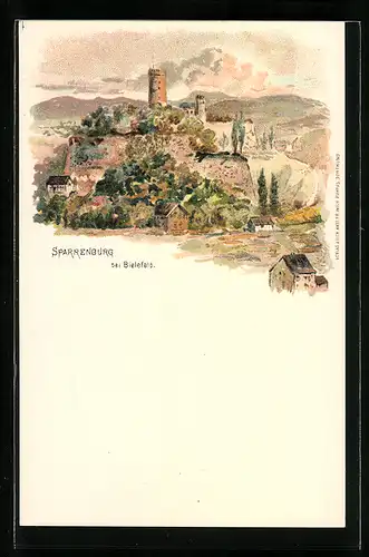 Lithographie Bielefeld, Blick auf Sparrenburg