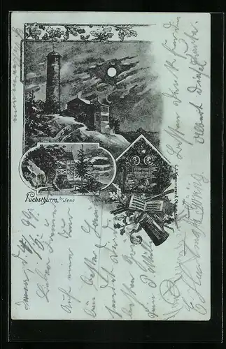 Mondschein-AK Jena, Blick auf den Fuchsthurm