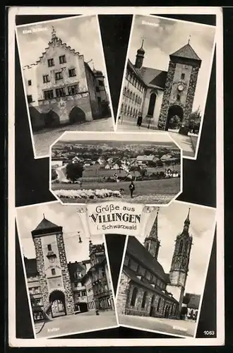 AK Villingen / Schwarzwald, Altes Rathaus, Ortsansicht, Münster