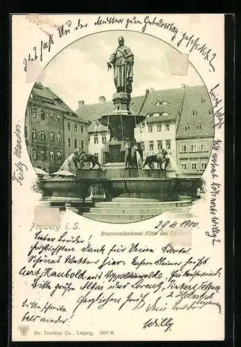 AK Freiberg i. S., Brunnendenkmal von Otto des Reichen
