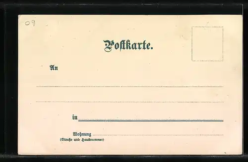 Künstler-AK Carl Münch: Karlsruhe, Kriegstrasse mit Hotel Germania und Litfasssäule