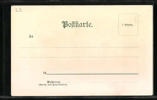 Künstler-Lithographie Carl Münch: Pforzheim, Marktplatz mit Denkmal