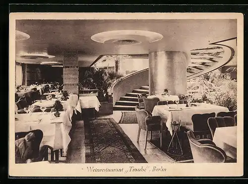 AK Berlin-Charlottenburg, Innenansicht von Weinrestaurant Traube, Hardenbergstrasse 29