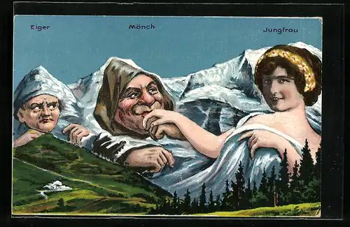 AK Eiger, Mönch und JungfrauBerg mit Gesicht / Berggesichter