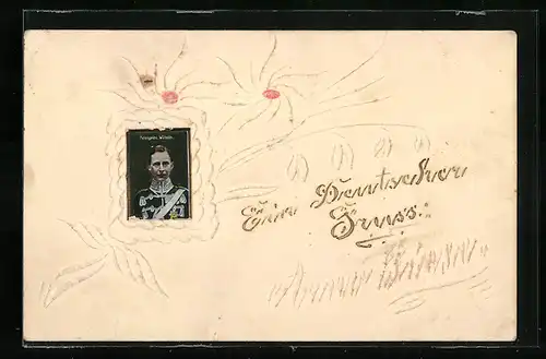 Papierkunst-AK Kronprinz Wilhelm von Preussen in Uniform