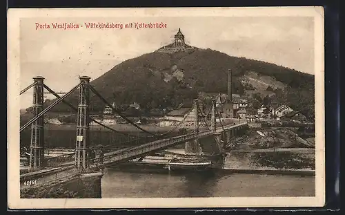 AK Porta Westfalica, Wittekindsberg mit Kettenbrücke