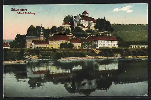 AK Schweinfurt, Blick auf das Schloss Mainberg mit Blick auf die Kirche