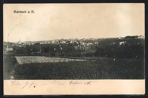 AK Marbach a. N., Fernblick auf den Ort