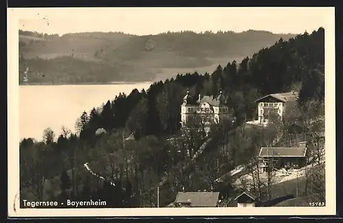 AK Tegernsee, Blick auf das idyllische Hotel Bayernheim