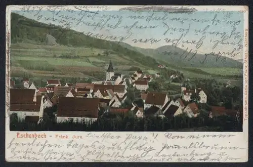 AK Eschenbach, Teilansicht mit Bergkette