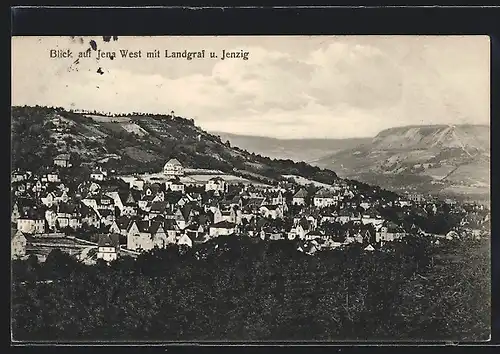 AK Jena, Jena West mit Landgraf und Jenzig