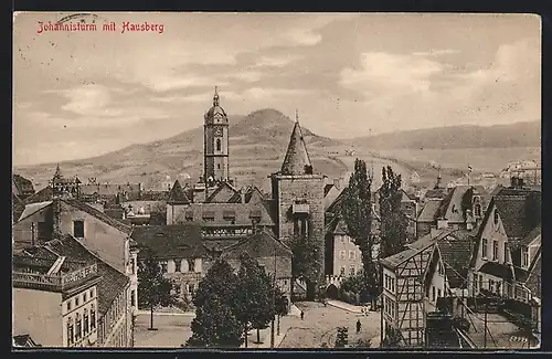 AK Jena, Johannisturm mit Hausberg aus der Vogelschau