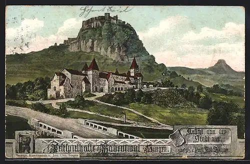 AK Singen, Festspielhalle Hohenwiel von der Stadt aus gesehen