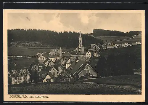 AK Schönwald /Schwarzw., Ortsansicht mit Umgebung aus der Vogelschau