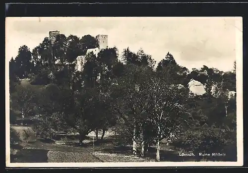 AK Lörrach, Ruine Rötteln mit Umgebung