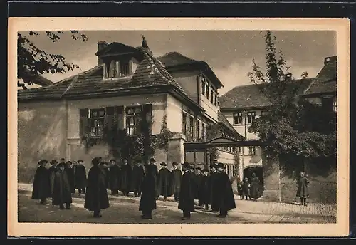 AK Jena, Am Fürstengraben, Kurrende vor dem Frommannschen Haus