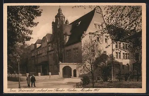 AK Jena, Universität mit Strasse und Passanten