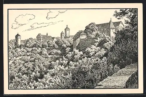 AK Rothenburg o. d. Tauber, Blick vom Burggarten