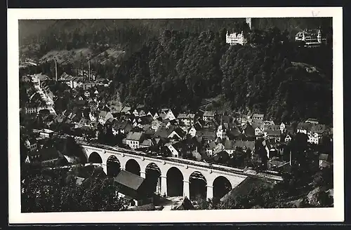 AK Hornberg, Ortsansicht mit Viadukt