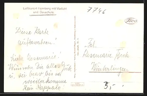 AK Hornberg, Ortsansicht mit Viadukt