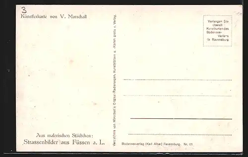 Künstler-AK Füssen a. Lech, Strassenbilder aus der Stadt von V. Marschall