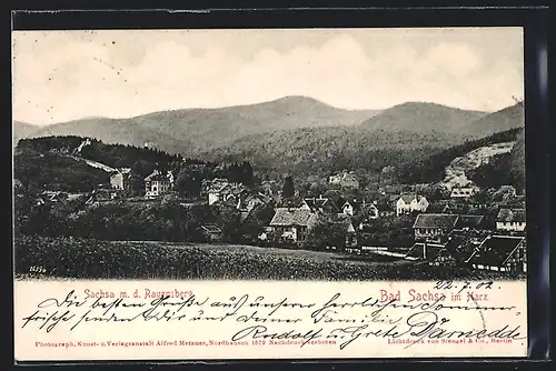 AK Bad Sachsa im Harz, Teilsansicht mit dem Ravensberg