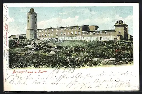 AK Brocken / Harz, Brockenhaus und Turm